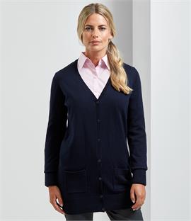 Premier Ladies Long Line V Neck Cardigan